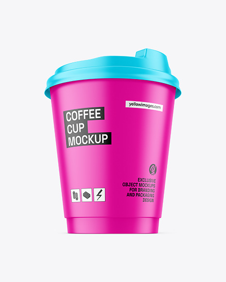 Matte Coffee Cup Mockup on Yellow Images Object Mockups