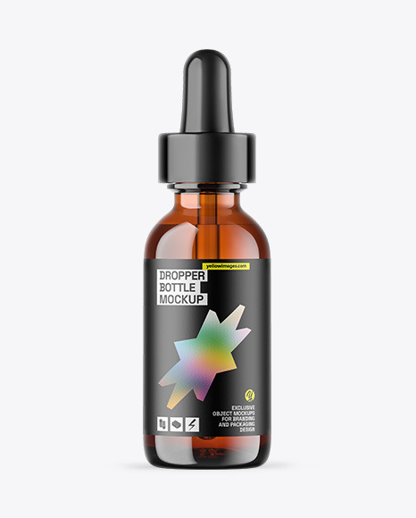 Amber Glass Dropper Bottle Mockup
