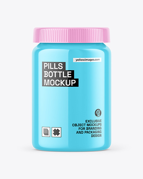 Glossy Pills Bottle Mockup