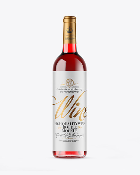 Clear Glass Red Wine Bottle Mockup