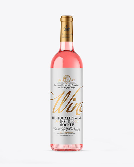 Clear Glass Pink Wine Bottle Mockup