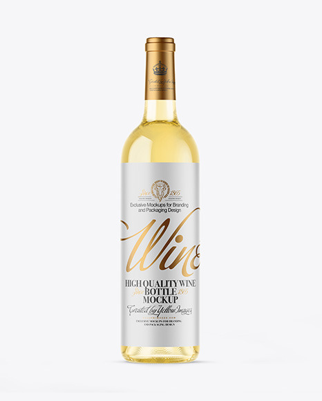 Clear Glass White Wine Bottle Mockup