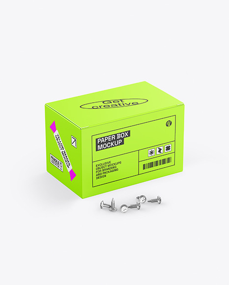 Paper Box With Screws Mockup