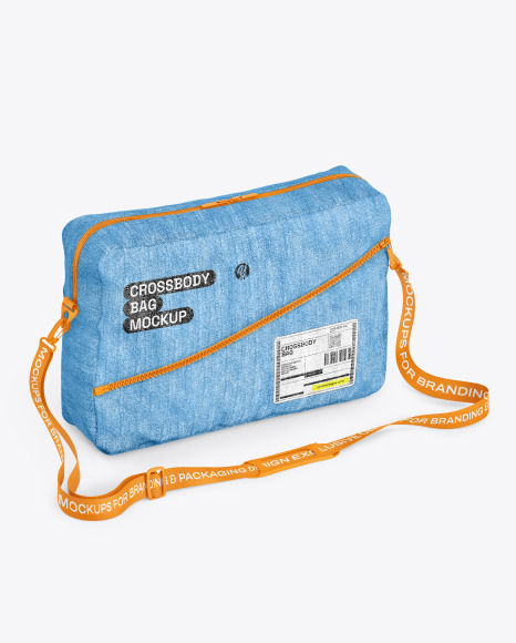 Denim Crossbody Bag Mockup - Half Right View