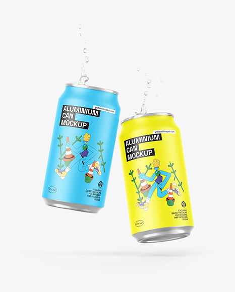 Two Cans W/ Matte Finish Mockup