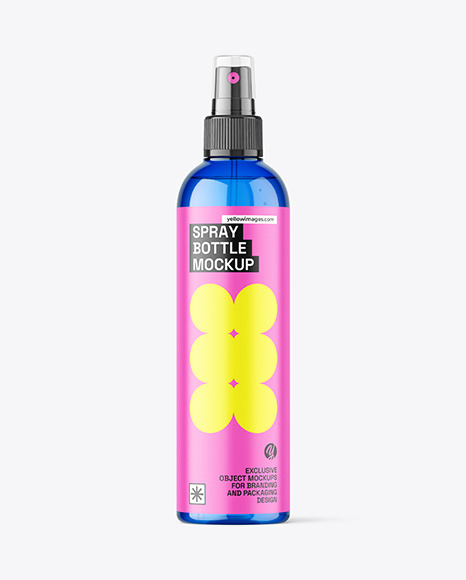 Blue Plastic Spray Bottle Mockup