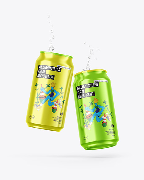 Two Glossy Metallic Cans Mockup