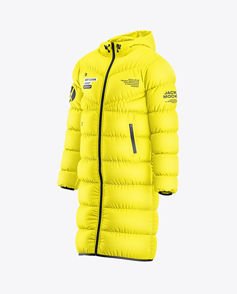 Men&#039;s Hooded Down Jacket Mockup - Half Side View