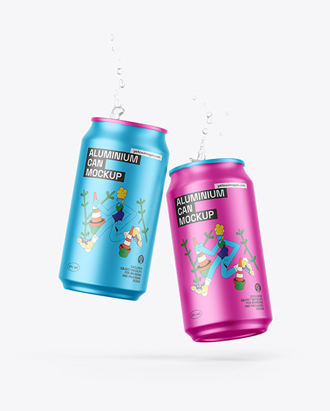 Two Matte Metallic Cans Mockup