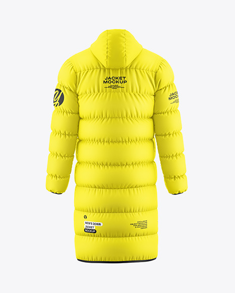 Men&#039;s Hooded Down Jacket Mockup - Back View