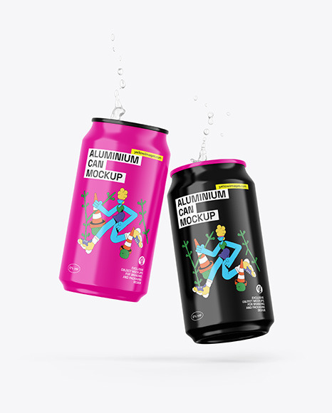 Two Glossy Cans Mockup