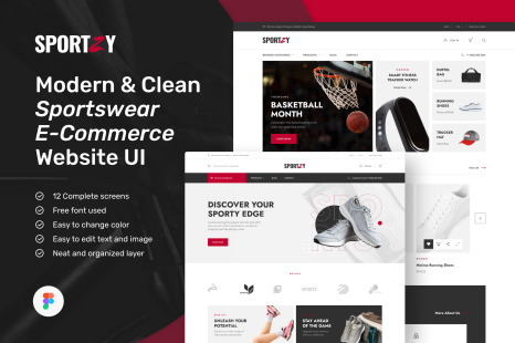 Sportzy – Modern Clean Sportswear E-Commerce Website Design UI Figma Template