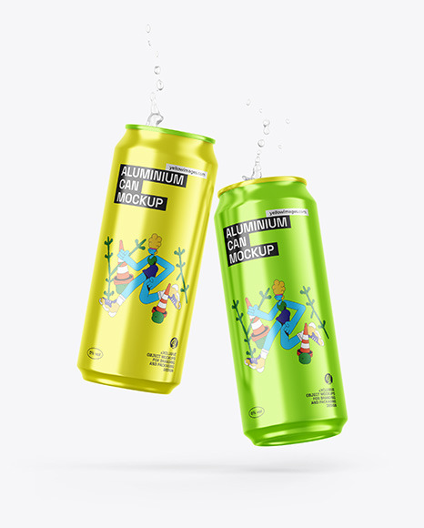 Two Glossy Metallic Cans Mockup