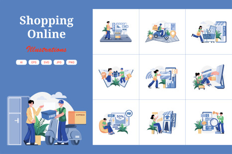 M535_Shopping Online Illustration Pack