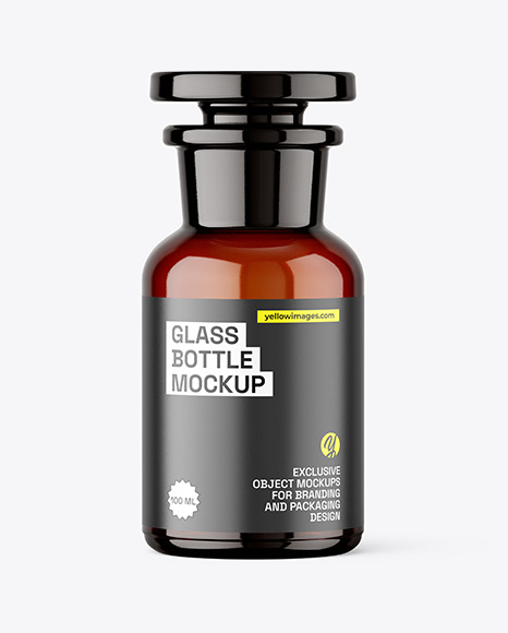 100ml Apothecary Amber Glass Bottle Mockup