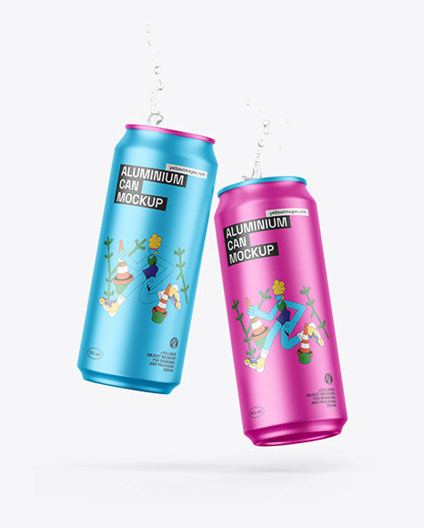 Two Matte Metallic Cans Mockup