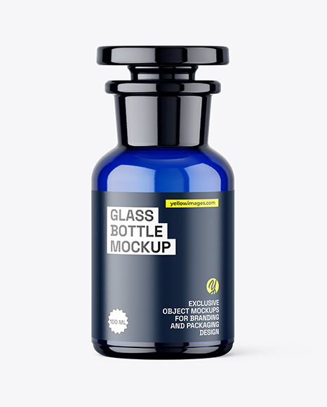 100ml Apothecary Blue Glass Bottle Mockup