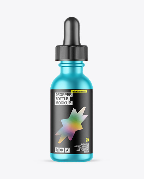 Matte Metallic Dropper Bottle Mockup