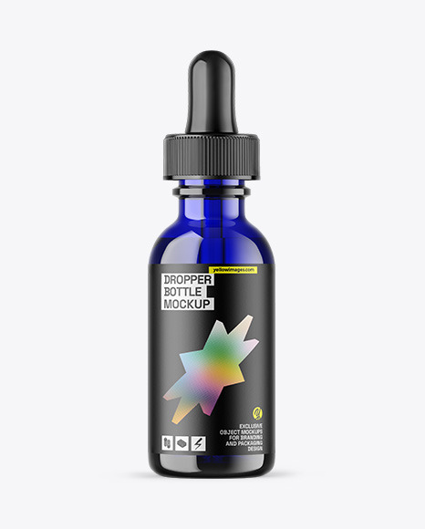 Blue Glass Dropper Bottle Mockup