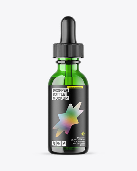 Green Glass Dropper Bottle Mockup