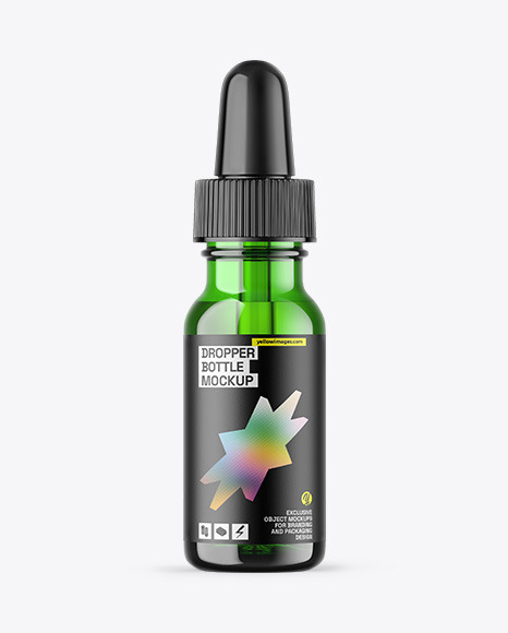 Green Glass Dropper Bottle Mockup