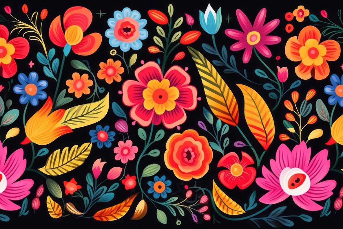 Mexican floral backgrounds on Yellow Images Creative Store