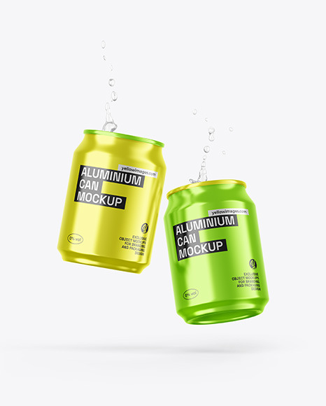 Two Glossy Metallic Cans Mockup