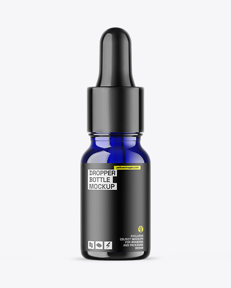 Blue Glass Dropper Bottle Mockup