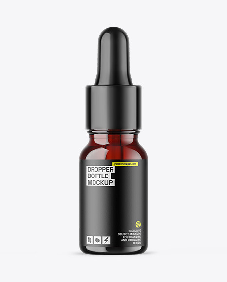 Dark Amber Glass Dropper Bottle Mockup