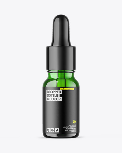 Green Glass Dropper Bottle Mockup