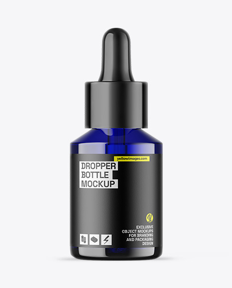 Blue Glass Dropper Bottle Mockup