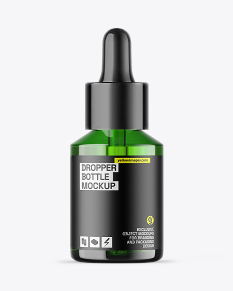 Green Glass Dropper Bottle Mockup