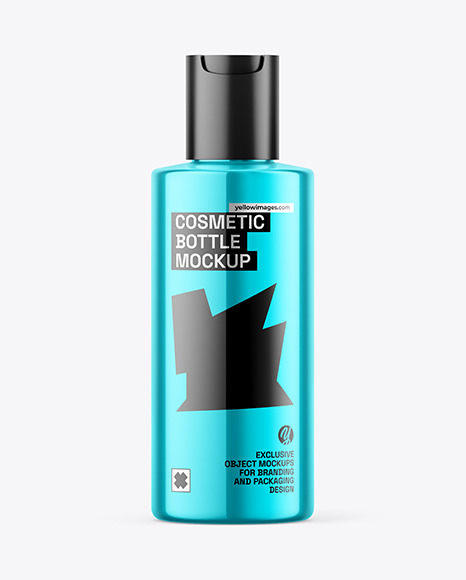 Glossy Metallic Cosmetic Bottle Mockup
