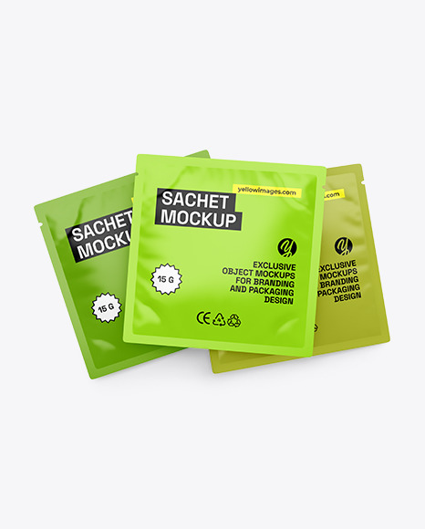 Three Square Sachets Mockup