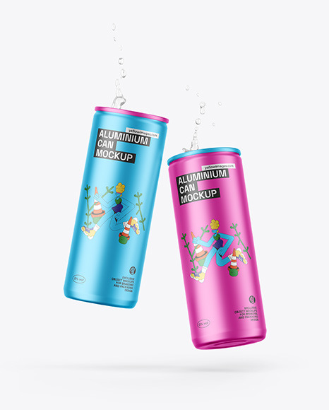 Two Matte Metallic Cans Mockup