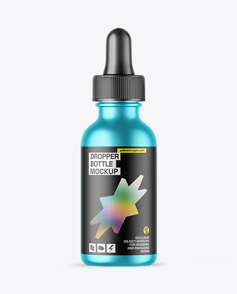 Matte Metallic Dropper Bottle Mockup