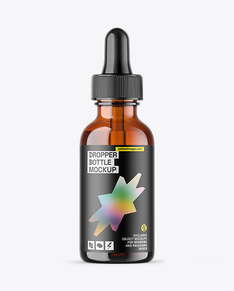 Amber Glass Dropper Bottle Mockup