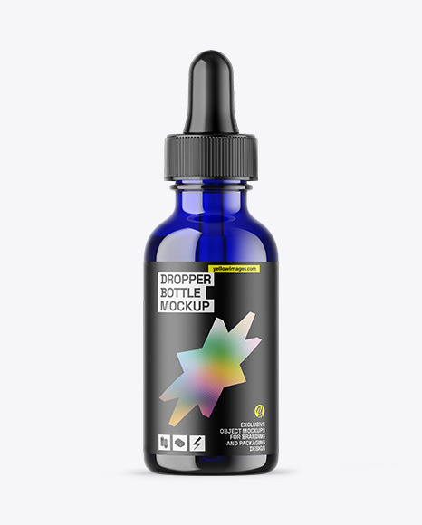 Blue Glass Dropper Bottle Mockup