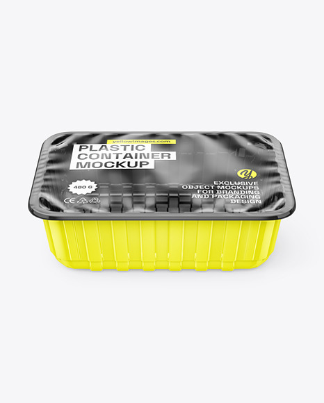 Glossy Plastic Food Tray w/ Transparent Film Mockup