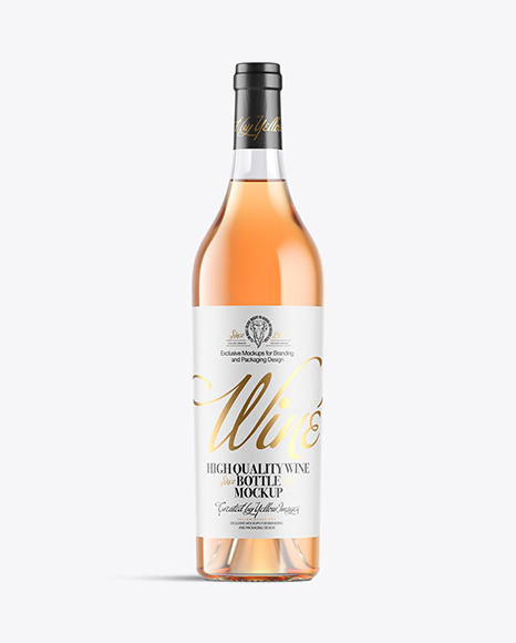 Clear Glass Bottle With Orange Wine Mockup