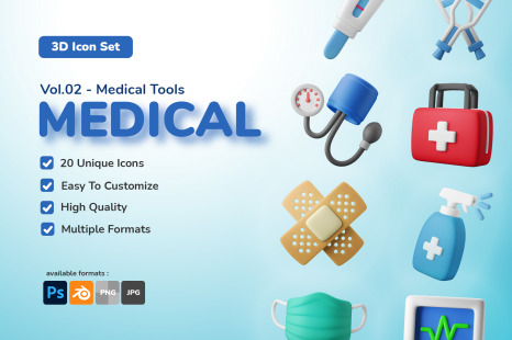 3D Icon Illustration - Medical Vol. 02 Healthcare Tools &amp; Equipment