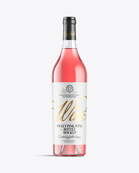 Clear Glass Bottle With Pink Wine Mockup