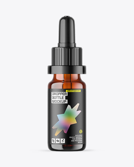 Amber Glass Dropper Bottle Mockup