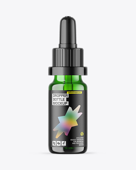 Green Glass Dropper Bottle Mockup