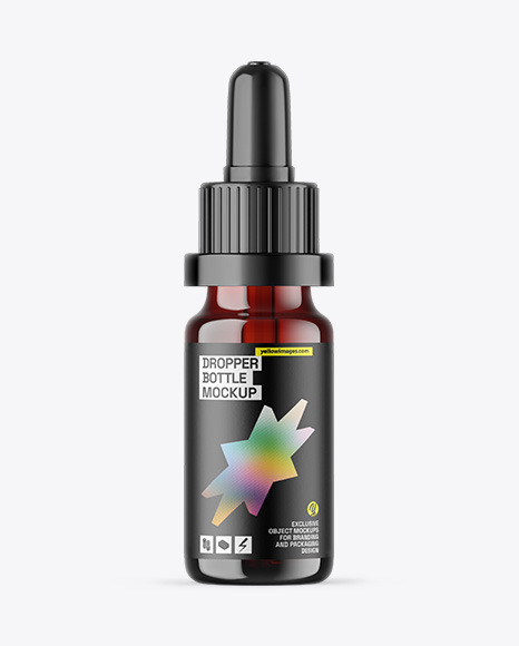 Dark Amber Glass Dropper Bottle Mockup