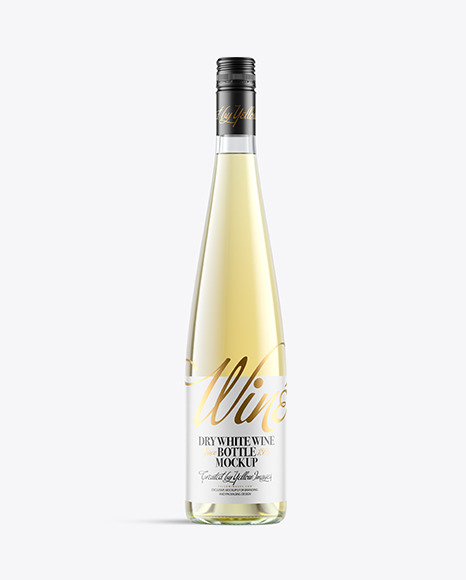 Clear Glass Bottle With White Wine Mockup
