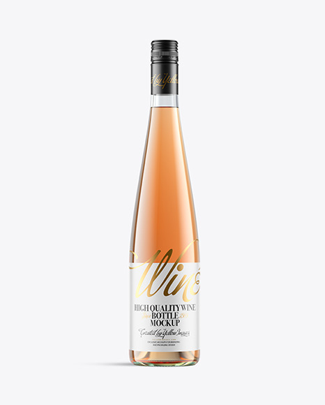 Clear Glass Bottle With Orange Wine Mockup