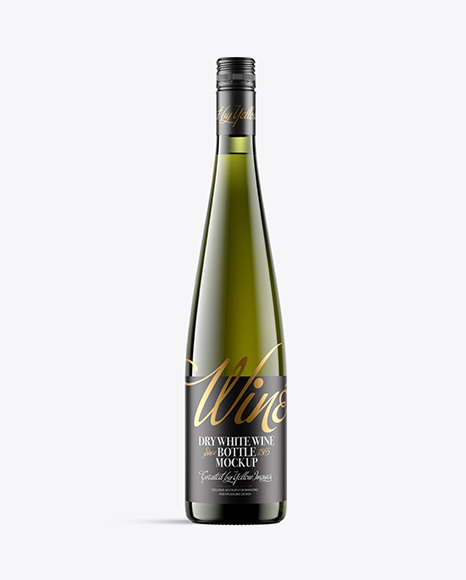 Green Glass Bottle With White Wine Mockup
