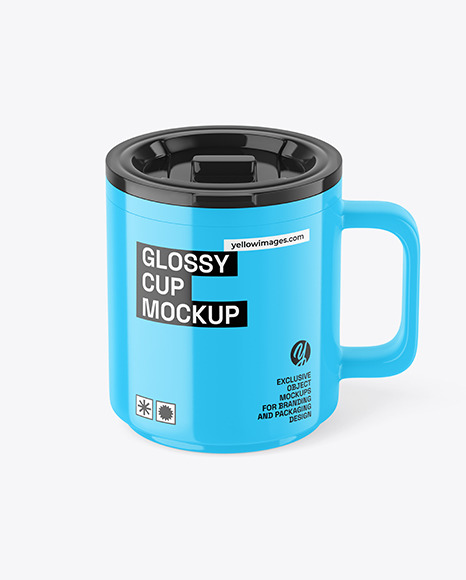 Glossy Cup With Lid Mockup