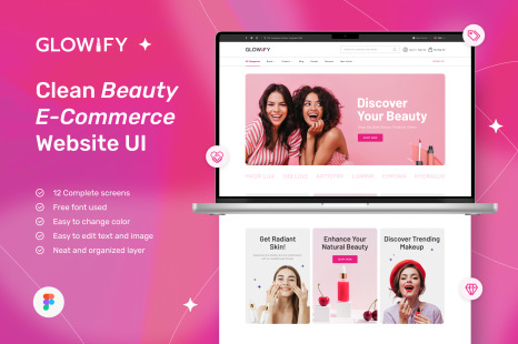 Glowify – Beauty E-Commerce Website UI Figma Template